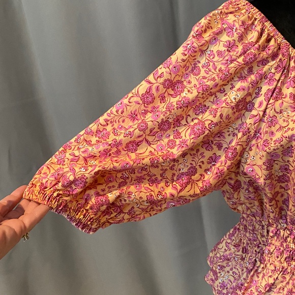 Old baby bloom sleeves Floral Pink Peplum Top - Picture 5 of 8